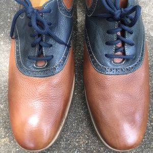 Clark's brown and navy saddle shoes